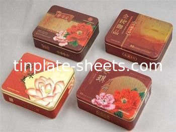 खाद्य डिब्बे या रासायनिक के अंदर के लिए सोने के साथ सफेद पारदर्शी Lacquered Tinplate T3