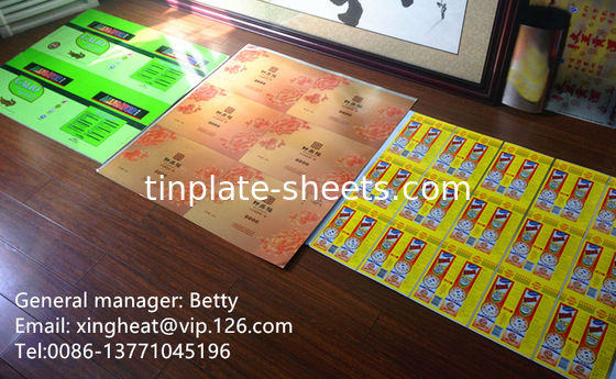 T4 टिनप्लेट शीट With 6 Color Printed 4 रंग मुद्रित टिनप्लेट मुद्रण टिनप्लेट सफेद सोने मुद्रण