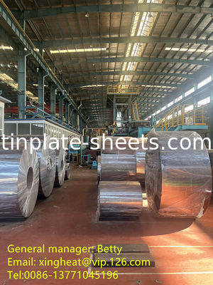 एमआर / एसपीसीसी टिनप्लेट स्टील 600mm-1160mm काटने की लंबाई स्लिवर सतह T3 T4