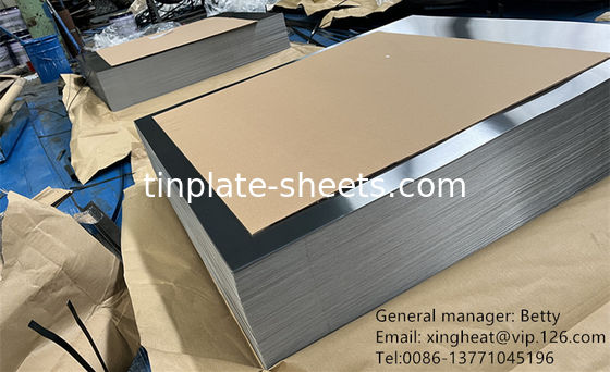 EN10202 मानक टिन मुक्त स्टील शीट 600mm-1160mm काटने की लंबाई 2.0/2.0