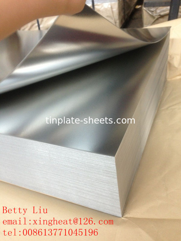पैकेजिंग डिब्बों के लिए टिनप्लेट शीट JIS G3303 मानक T3 T4 T5 DR8 2.8/2.8 STONE FINISH इलेक्ट्रोलाइटिक टिनप्लेट शीट