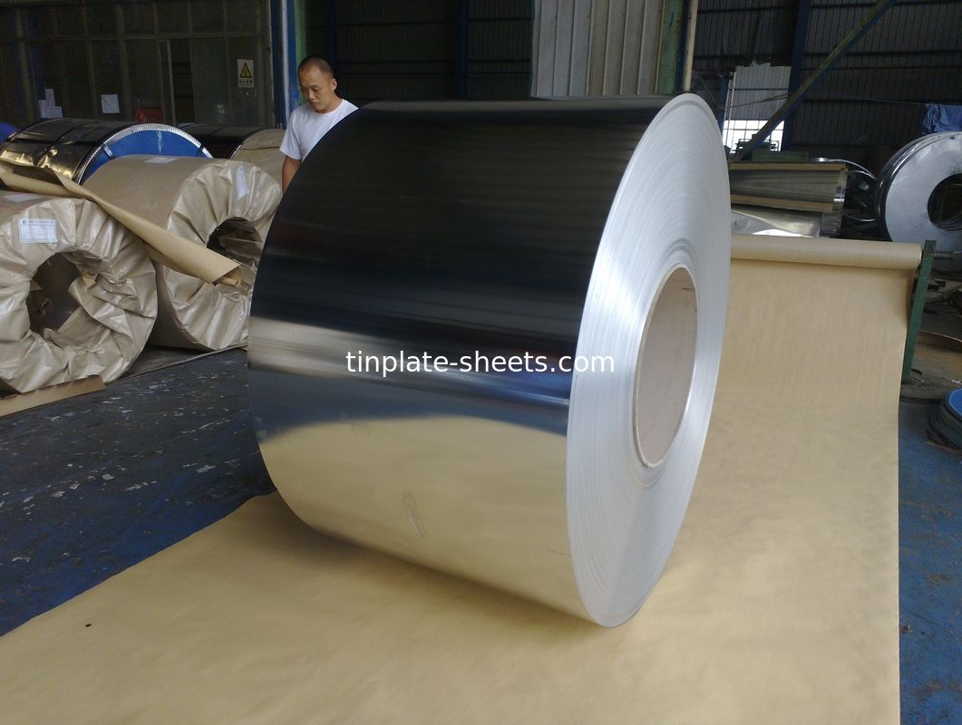 चौड़ाई 512-980 मिमी T4 T5 T3 DR8 प्राइम इलेक्ट्रोलाइटिक टिनप्लेट उच्च संक्षारण प्रतिरोध टिनप्लेट मिल कारखाना