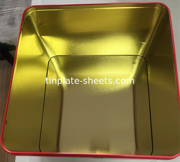खाद्य डिब्बे या रासायनिक के अंदर के लिए सोने के साथ सफेद पारदर्शी Lacquered Tinplate T3