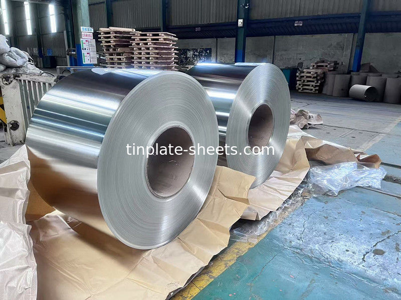 टिनप्लेट कॉइल टिनप्लेट शीट 0.15-0.49mm 600mm-986mm 4MT-8MT प्रति कॉइल T2-T5 DR8-DR9 BA 1.1/1.1-5.6/5.6 ब्राइट/स्टोन/सिल्वर/मैट